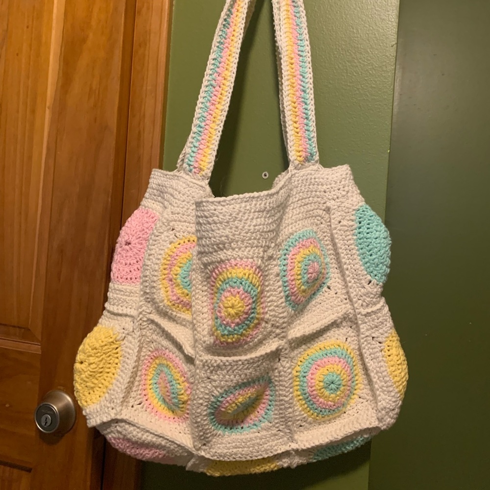 Crochet tie dye purse tote
